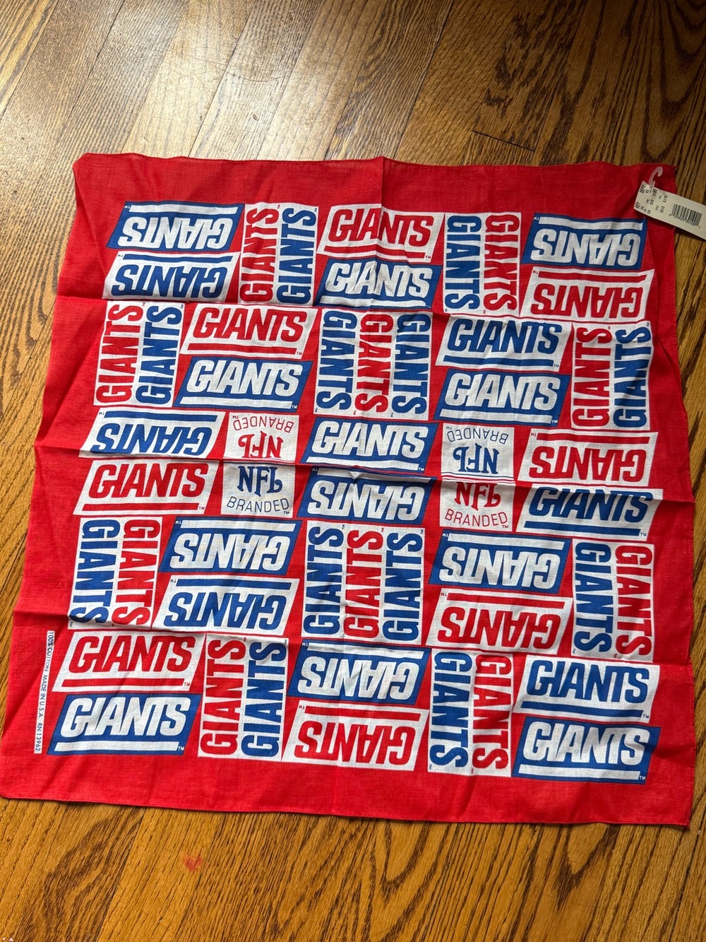 Vintage 80s NY Giants Bandana NFL Deadstock NWT Red Blue USA Made